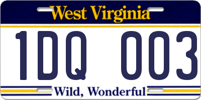 WV license plate 1DQ003