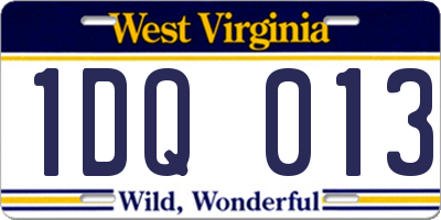 WV license plate 1DQ013