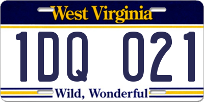 WV license plate 1DQ021