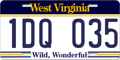 WV license plate 1DQ035