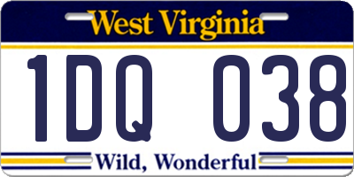 WV license plate 1DQ038