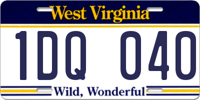WV license plate 1DQ040