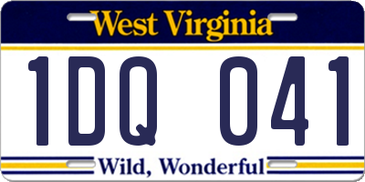 WV license plate 1DQ041