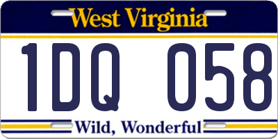 WV license plate 1DQ058