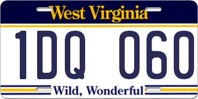 WV license plate 1DQ060