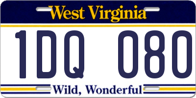 WV license plate 1DQ080