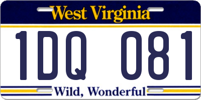WV license plate 1DQ081