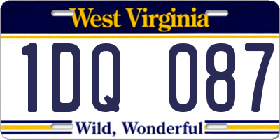 WV license plate 1DQ087