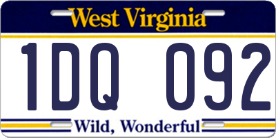 WV license plate 1DQ092