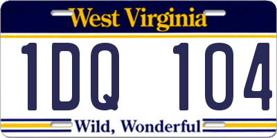 WV license plate 1DQ104