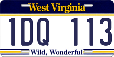 WV license plate 1DQ113