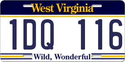 WV license plate 1DQ116