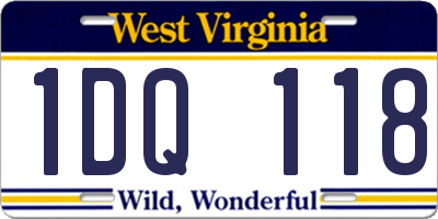 WV license plate 1DQ118