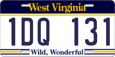 WV license plate 1DQ131