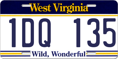 WV license plate 1DQ135