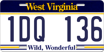 WV license plate 1DQ136