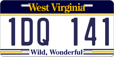 WV license plate 1DQ141