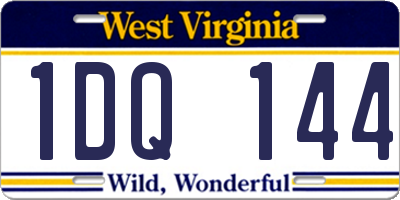 WV license plate 1DQ144
