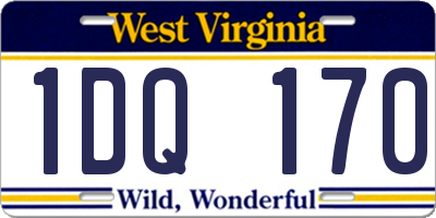 WV license plate 1DQ170