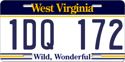 WV license plate 1DQ172