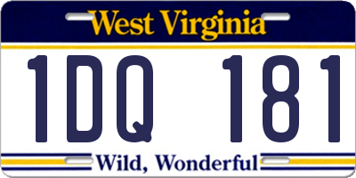 WV license plate 1DQ181