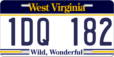 WV license plate 1DQ182
