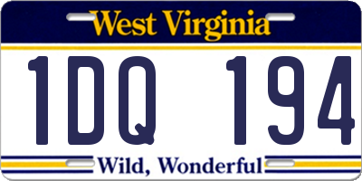 WV license plate 1DQ194