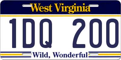 WV license plate 1DQ200