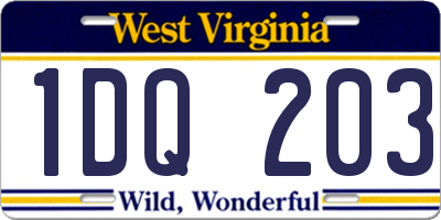 WV license plate 1DQ203