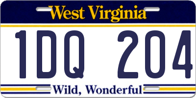 WV license plate 1DQ204