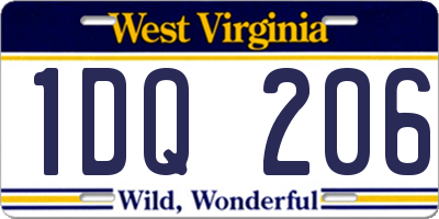 WV license plate 1DQ206