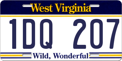WV license plate 1DQ207