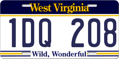WV license plate 1DQ208