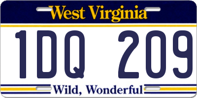 WV license plate 1DQ209