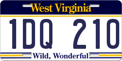 WV license plate 1DQ210
