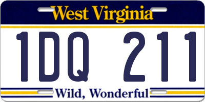 WV license plate 1DQ211