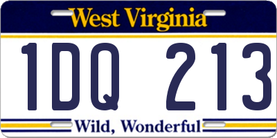 WV license plate 1DQ213