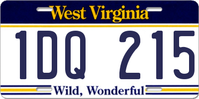 WV license plate 1DQ215