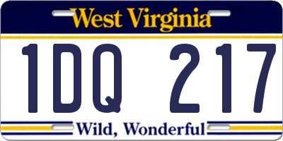 WV license plate 1DQ217