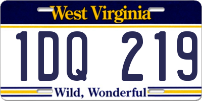 WV license plate 1DQ219