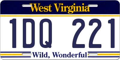 WV license plate 1DQ221