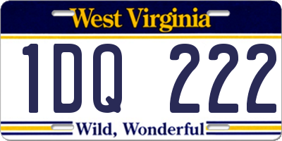 WV license plate 1DQ222