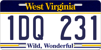WV license plate 1DQ231