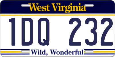 WV license plate 1DQ232