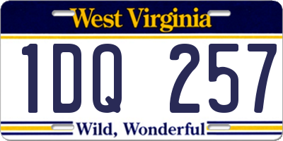 WV license plate 1DQ257