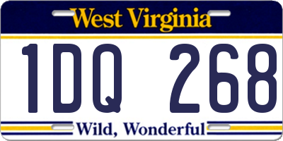 WV license plate 1DQ268
