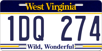 WV license plate 1DQ274
