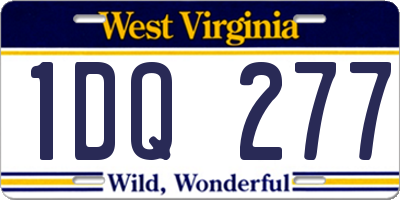 WV license plate 1DQ277