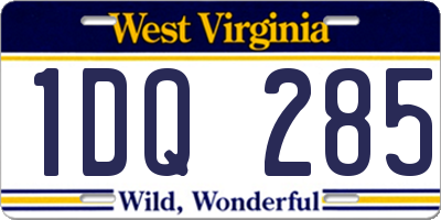WV license plate 1DQ285