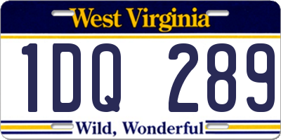 WV license plate 1DQ289